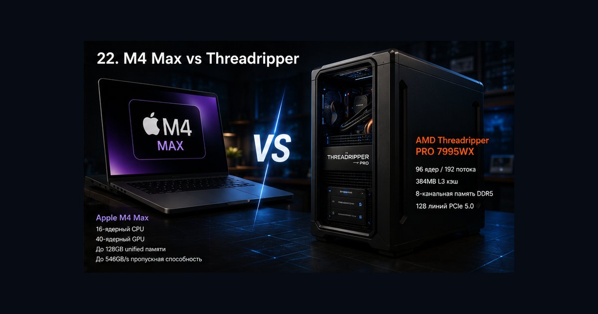 Apple M4 Max vs AMD Threadripper 7000: что лучше для 3D-художника