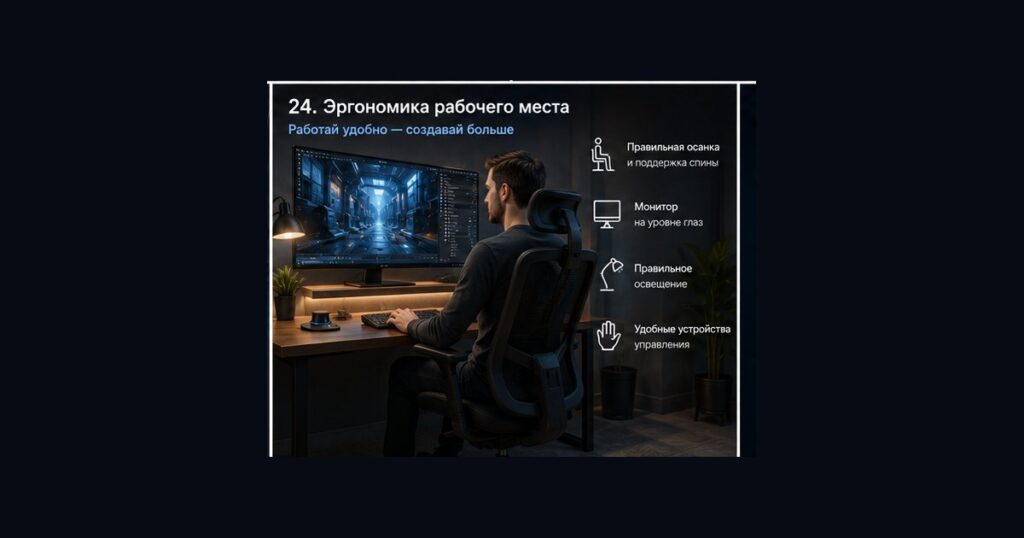 Эргономика рабочего места 3D-художника: как работать без боли в спине и глазах