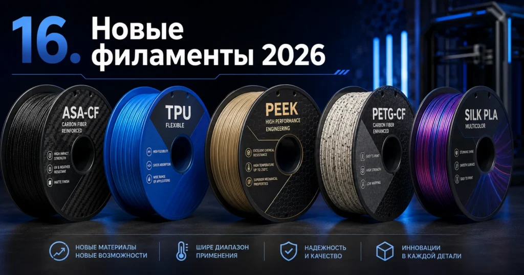 Новые филаменты 2026: что появилось и зачем это нужно 3D-печатнику