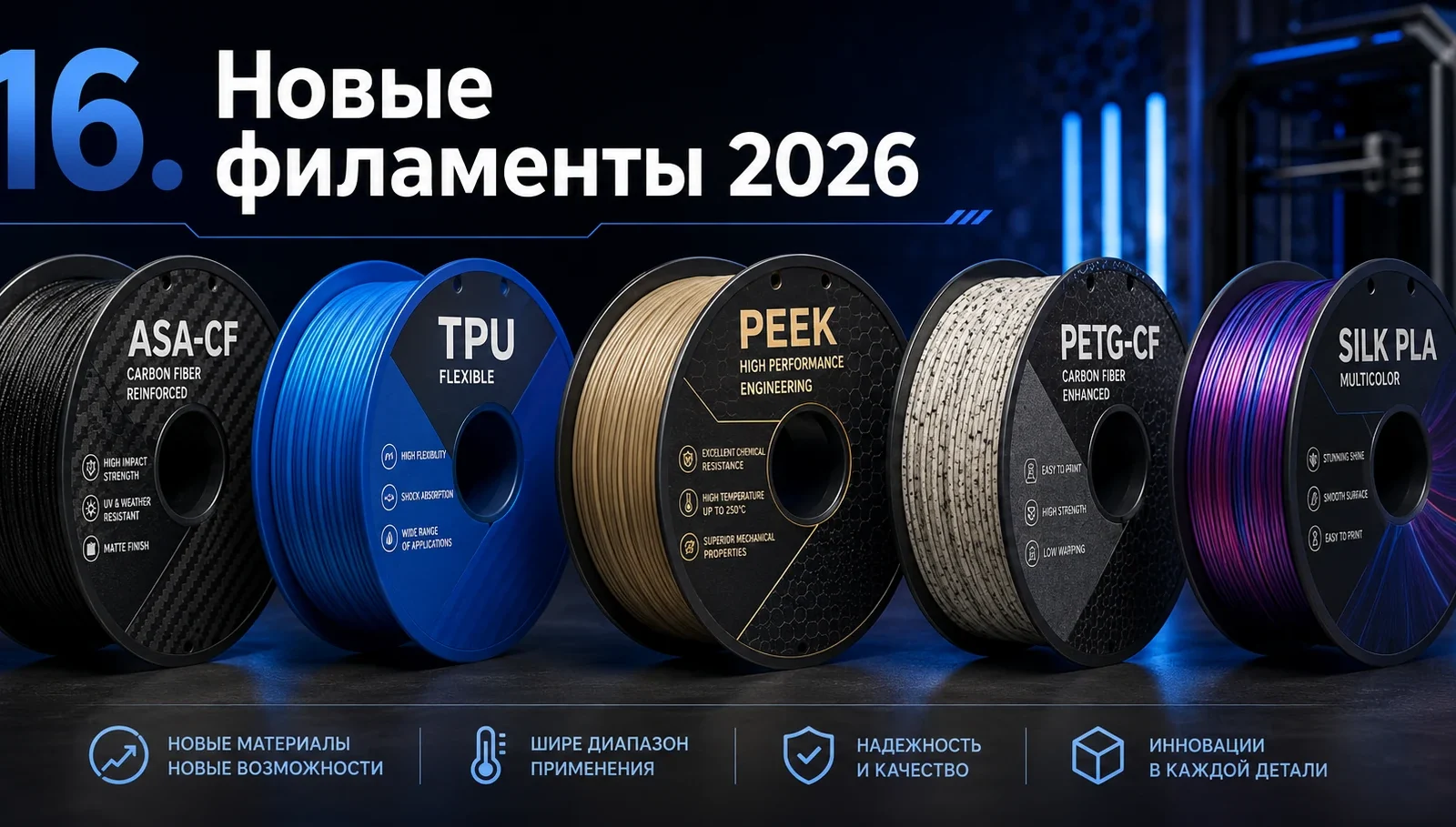 Новые филаменты 2026: что появилось и зачем это нужно 3D-печатнику