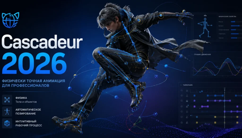 Cascadeur 2026: AI-анимация физически достоверных движений персонажей