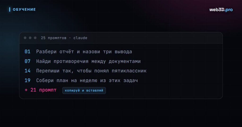 25 промптов для Claude которые работают: копируй и используй