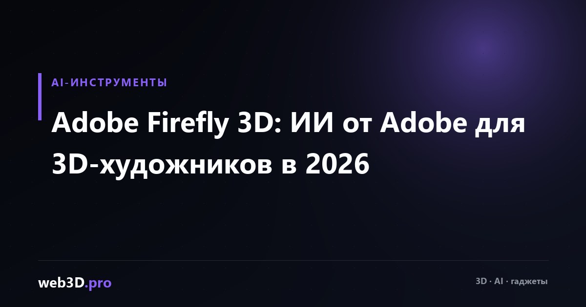 Adobe Firefly 3D: ИИ от Adobe для 3D-художников в 2026