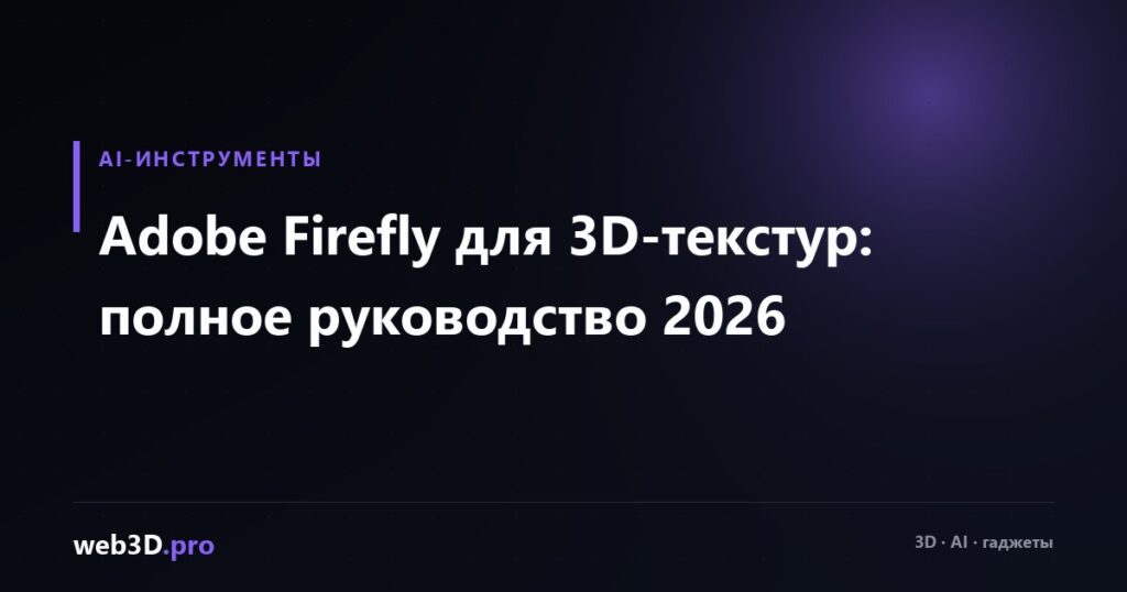 Adobe Firefly для 3D-текстур: полное руководство 2026