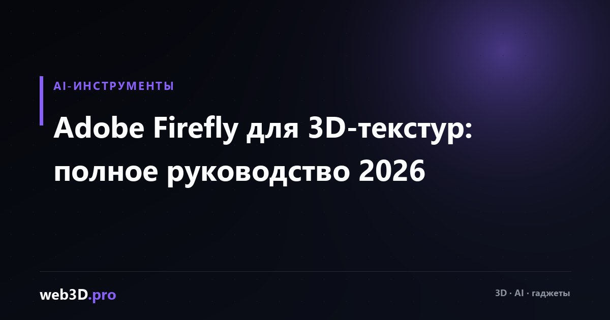 Adobe Firefly для 3D-текстур: полное руководство 2026