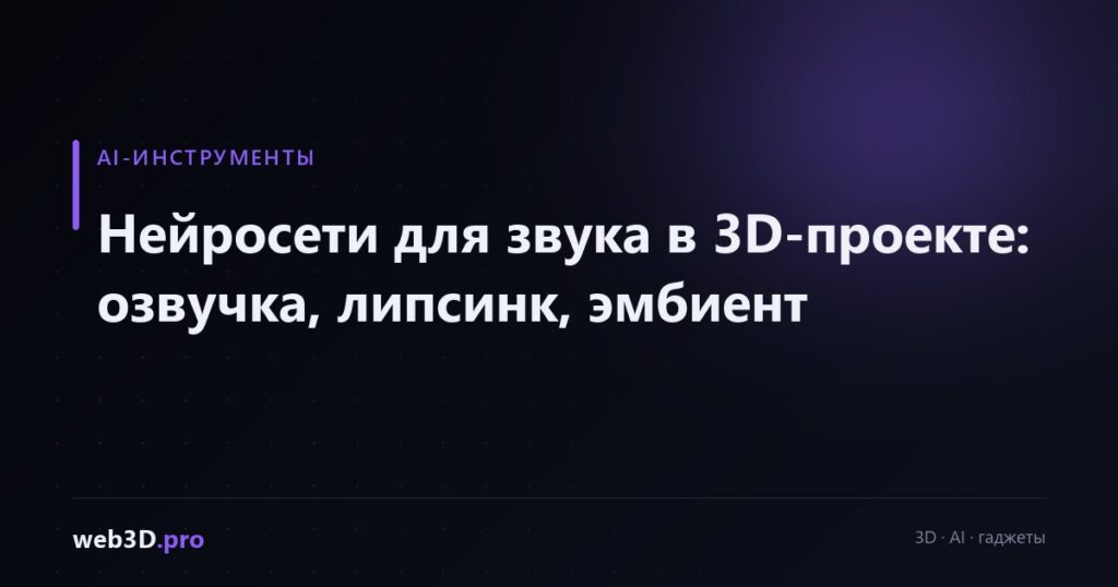 Нейросети для звука в 3D-проекте: озвучка, липсинк, эмбиент