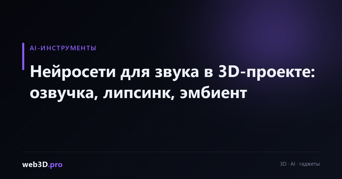 Нейросети для звука в 3D-проекте: озвучка, липсинк, эмбиент