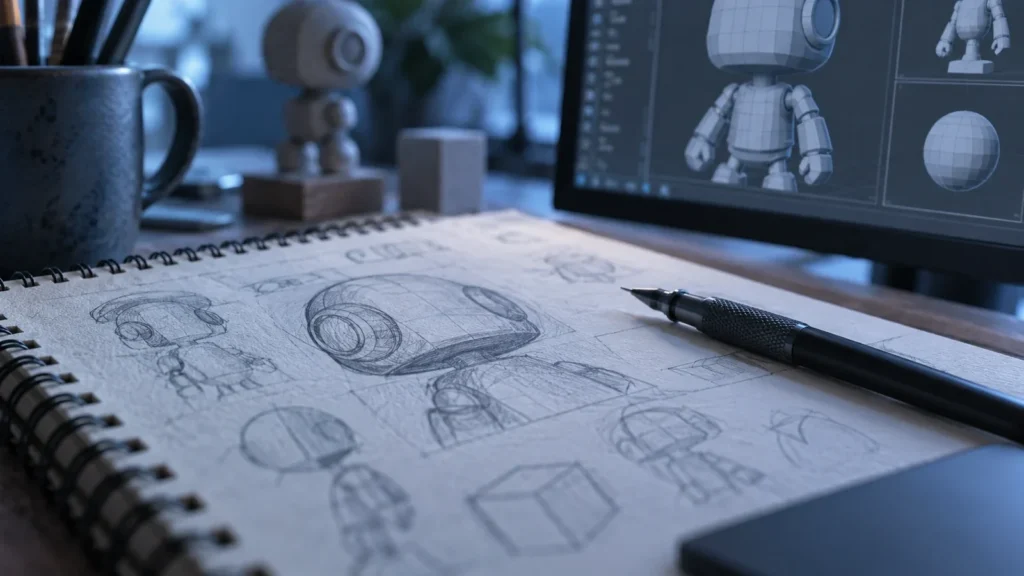 Рабочий стол новичка с первыми работами. Как стать 3D-художником с нуля: план на год по месяцам