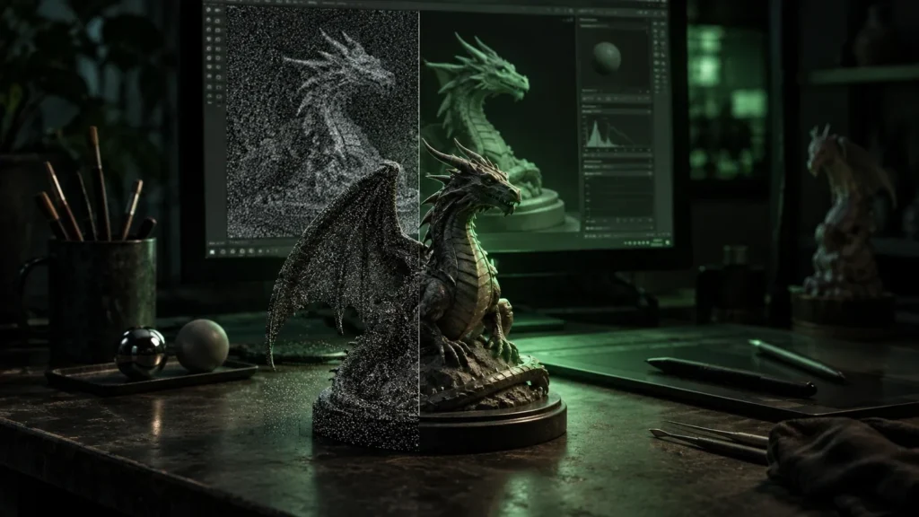 Рендер с шумом и после шумоподавления. Шумоподавление в Blender: настройки и когда оно вредит