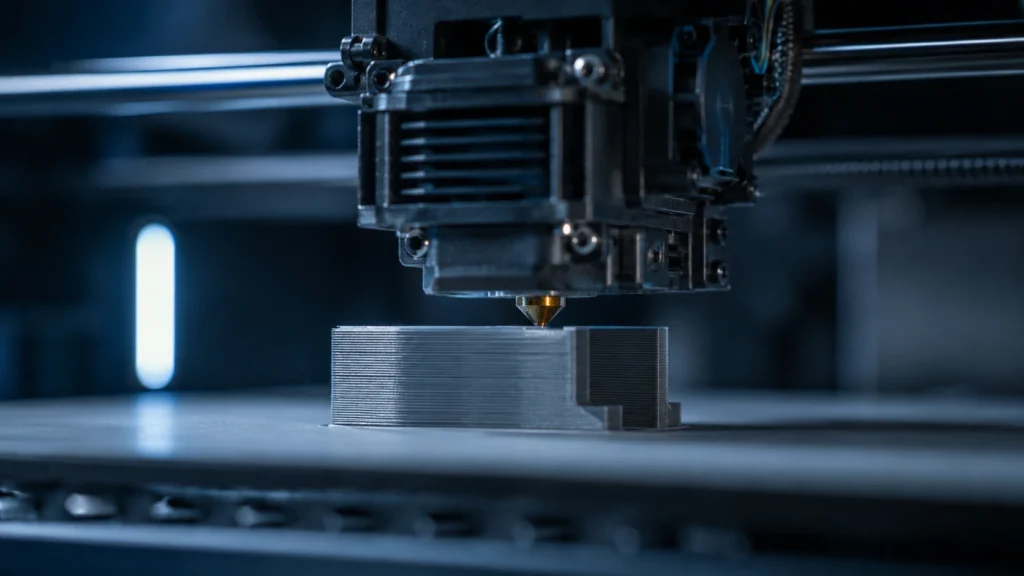 Сопло 3D-принтера укладывает слои пластика