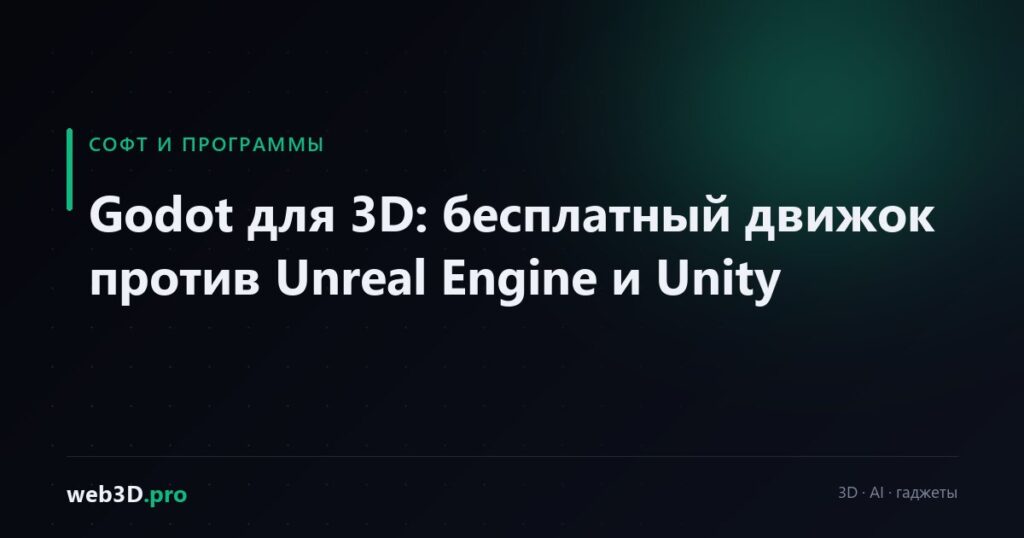 Godot для 3D: бесплатный движок против Unreal Engine и Unity