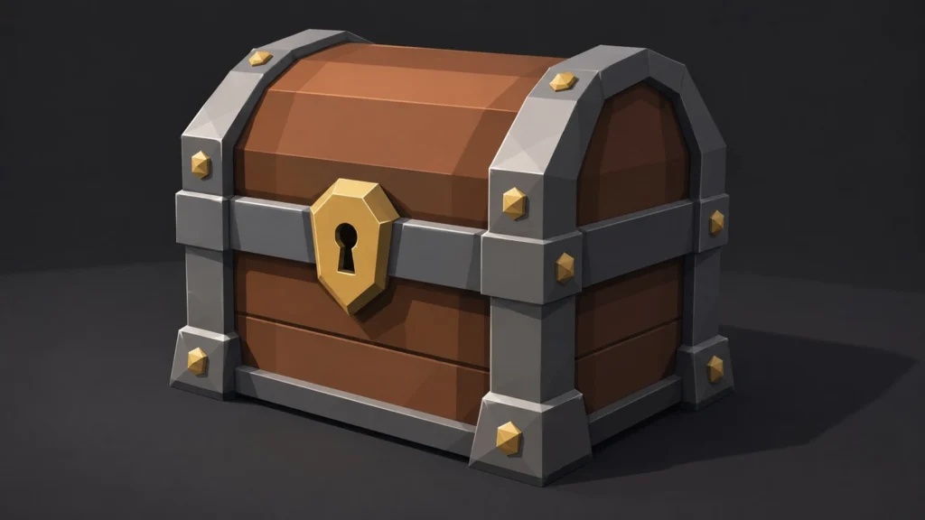 Стилизованный low-poly сундук с фасками на рёбрах