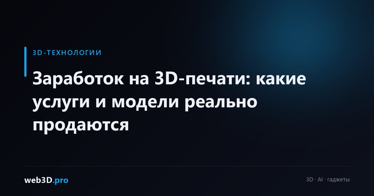 Заработок на 3D-печати: какие услуги и модели реально продаются