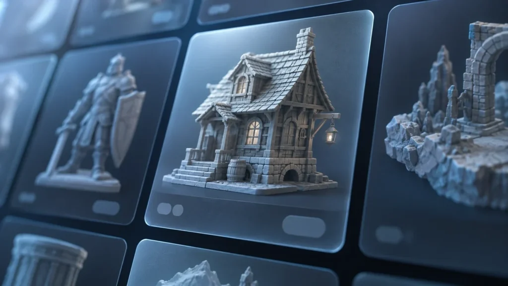 Витрина с трёхмерными моделями. Продажа 3D-моделей: площадки, цены и что реально покупают