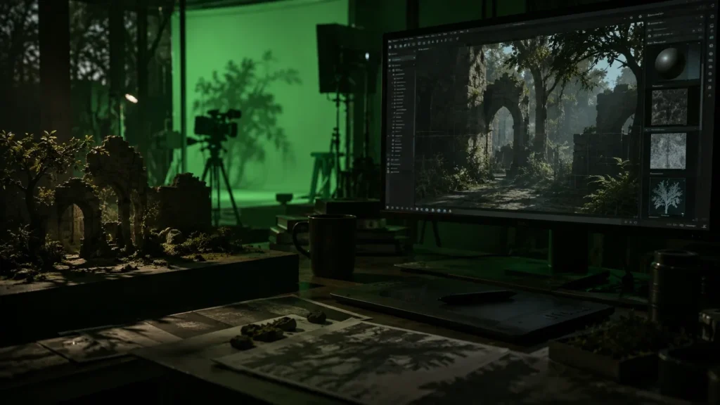 Сцена с мягкими динамическими тенями. Virtual Shadow Maps в UE5: качество теней и цена в кадрах